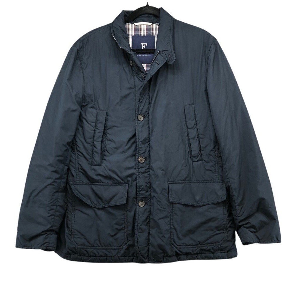 Faconnable Field Jacket Mens 54 XL Navy Blue Plaid Lined Outdoor Gorpcore
